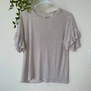 Anthropologie Mustard Seed Striped blouse Ruffle Sleeve Top small